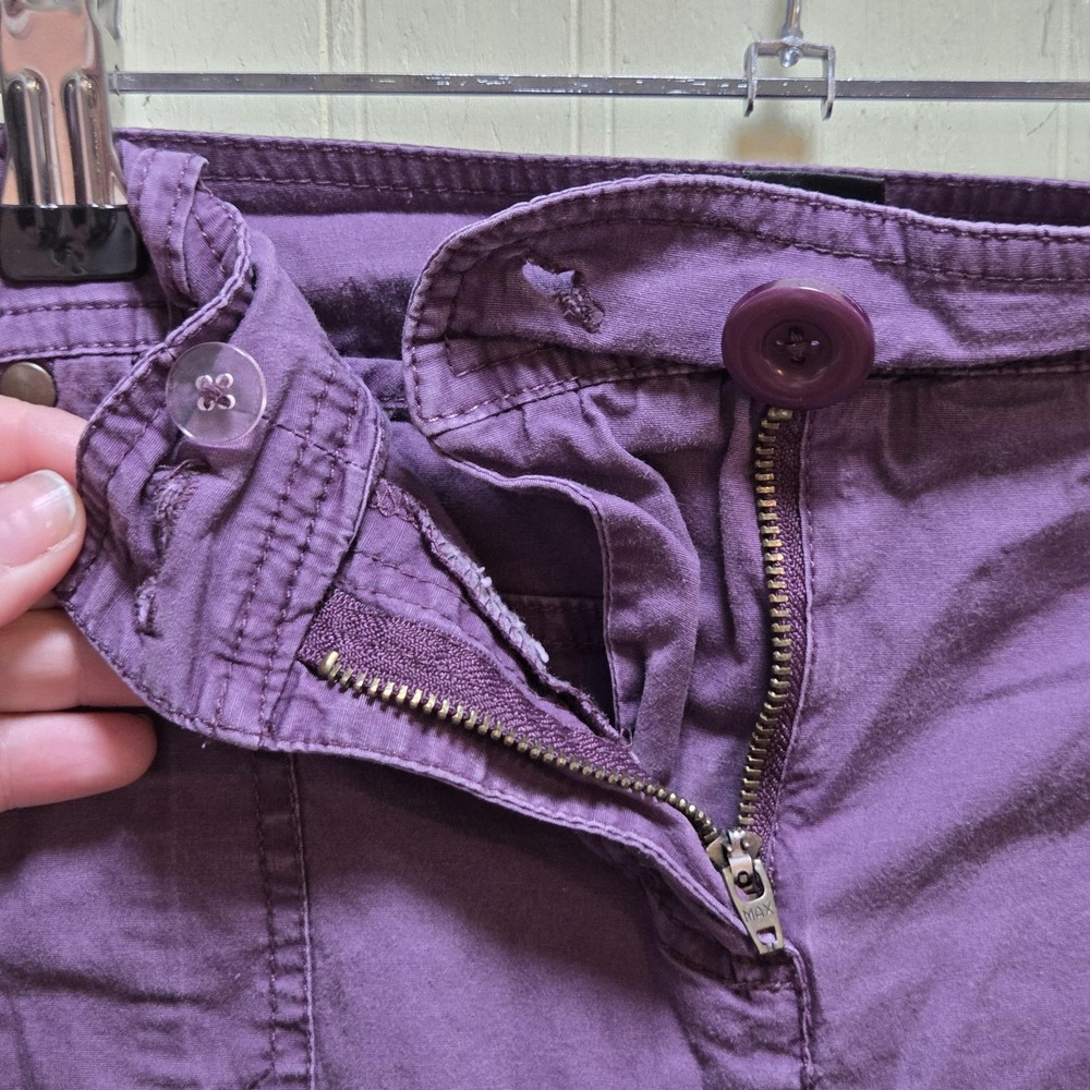 Style&co. Capri Pants Womens 12P Purple Twill Stretch Casual Button Hem Pockets - Picture 6 of 7